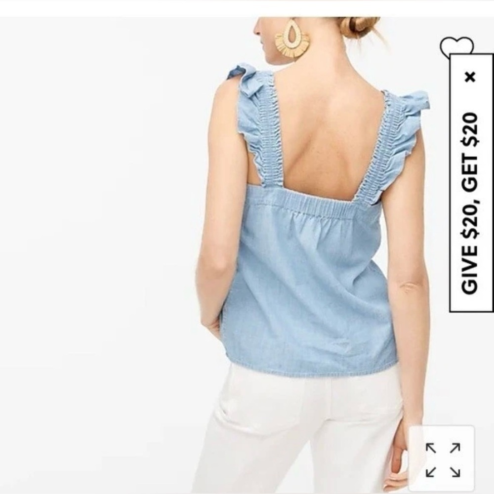 J crew denim ruffled tank top - Picture 3 of 7